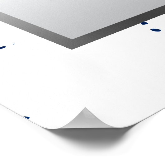 Navy Blue, Silver & White Satin - 16 Tische Poster (Ecke)