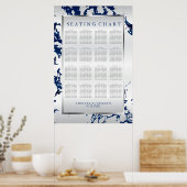 Navy Blue, Silver & White Satin - Seekarte Poster (Küche)