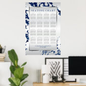 Navy Blue, Silver & White Satin - Seekarte Poster (Heimbüro)
