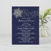 Navy Blue Silver Winter Probe Dinner einladen Einladung (Stehend Vorderseite)