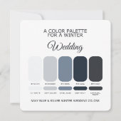 Navy Blue Silver Winter Wedding Palette 2026 Card Einladung (Rückseite)