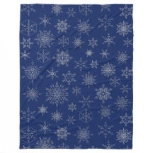 Navy Blue & Silver Xmas Snowflake Muster Winter