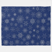 Navy Blue & Silver Xmas Snowflake Muster Winter Fleecedecke (Vorderseite (Horizontal))