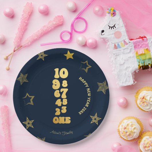 Navy Blue Silvester Party Pappteller (Party)