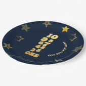 Navy Blue Silvester Party Pappteller (Schrägansicht)