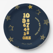 Navy Blue Silvester Party Pappteller (Vorderseite)