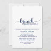 Navy Blue Simple Calligraphy Brunch and Bubbly Einladung (Vorderseite)