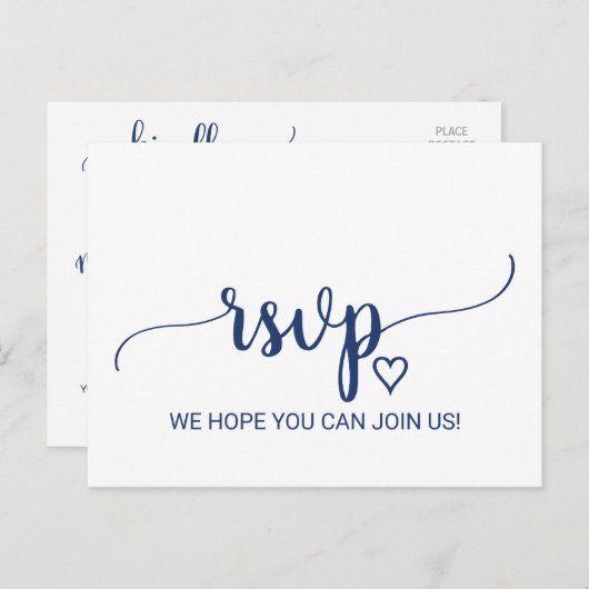 Navy Blue Simple Calligraphy Song Request UAWG Einladungspostkarte (Vorne/Hinten)
