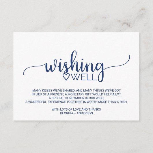 Navy Blue Simple Calligraphy Wedding wünscht gut Begleitkarte (Vorderseite)