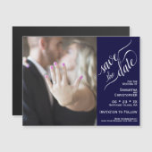 Navy Blue Simple Chic Wedding Save the Date Magnet (Vorne/Hinten)