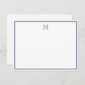 Navy Blue Simple Classic Vintage Initial Letter Mitteilungskarte (Vorne/Hinten)