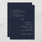 Navy Blue Simple Eleganalist handschriftlich Einladung (Vorne/Hinten)