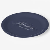 Navy Blue Simple Elegance Retirement Party Pappteller (Schrägansicht)