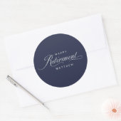 Navy Blue Simple Elegance Retirement Party Runder Aufkleber (Umschlag)