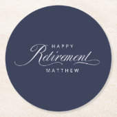 Navy Blue Simple Elegance Retirement Party Runder Pappuntersetzer (Vorderseite)