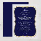 Navy Blue Simple Elegance Wedding Menu Menükarte (Vorne/Hinten)
