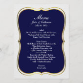 Navy Blue Simple Elegance Wedding Menu Menükarte (Vorderseite)