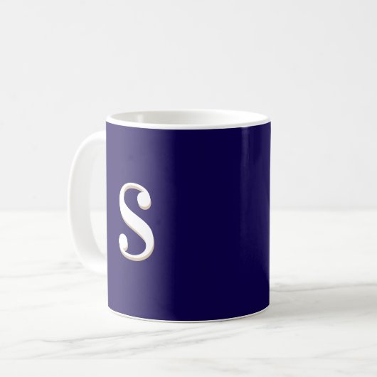 Navy Blue Simple Elegant Mit Monogramm Initial Kaffeetasse (Vorderseite Links)