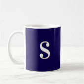 Navy Blue Simple Elegant Mit Monogramm Initial Kaffeetasse (Links)