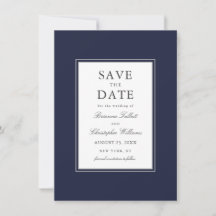 Navy Blue Simple Elegant Save the Date mit Foto