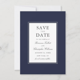 Navy Blue Simple Elegant Save the Date mit Foto