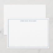 Navy Blue Simple Elegante Berufliche dünne Grenze Mitteilungskarte (Vorne/Hinten)