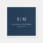 Navy Blue Simple Elegante Couple Initials Wedding Serviette (Vorderseite)