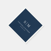 Navy Blue Simple Elegante Couple Initials Wedding Serviette (Ecke)