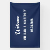 Navy Blue Simple Elegante Moderne Hochzeit Banner (Vertikal)