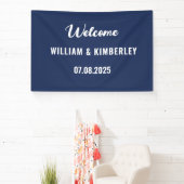 Navy Blue Simple Elegante Moderne Hochzeit Banner (InSitu)