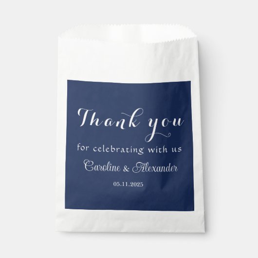 Navy Blue Simple Elegante Moderne Hochzeit Geschenktütchen (Vorderseite)