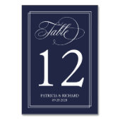 Navy Blue Simple Elegante Wedding Tischnummer (Vorderseite)