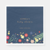 Navy Blue Simple Elegante Wildblume Baby Shower Serviette (Vorderseite)