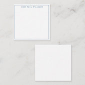 Navy Blue Simple Formal Modern Thane Border Square Mitteilungskarte (Vorne/Hinten)