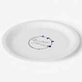 Navy Blue Simple Heart Wreath Brautparty Pappteller (Schrägansicht)
