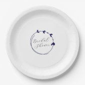 Navy Blue Simple Heart Wreath Brautparty Pappteller (Vorderseite)