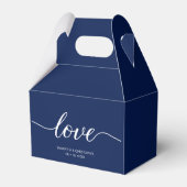 Navy Blue Simple Liebe Script Wedding Brand Geschenkschachtel (Rückseite)