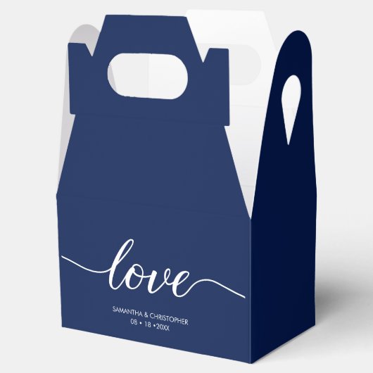 Navy Blue Simple Liebe Script Wedding Brand Geschenkschachtel (Geöffnet)