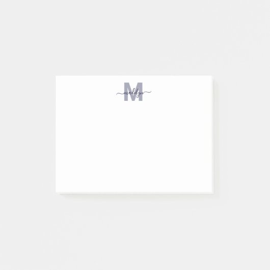 Navy Blue Simple Minimalist Name Monogram Post-it Klebezettel (Vorderseite)