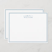 Navy Blue Simple Minimalistisch Script Monogram Mitteilungskarte (Vorne/Hinten)