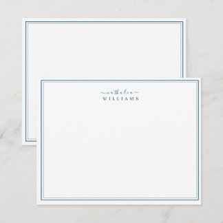 Navy Blue Simple Minimalistisch Script Monogram Mitteilungskarte