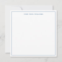 Navy Blue Simple Minimalistisch Thin Border Square