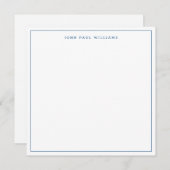 Navy Blue Simple Minimalistisch Thin Border Square Mitteilungskarte (Vorne/Hinten)