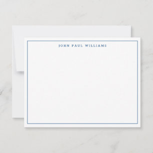 Navy Blue Simple Modern Beruflich Thane Border Mitteilungskarte