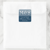 Navy Blue Simple Modern Chic Script Hochzeit Quadratischer Aufkleber (Tasche)