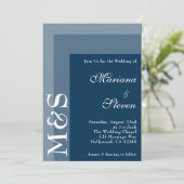 Navy Blue Simple Modern Chic Skript Hochzeit Invit Einladung (Stehend Vorderseite)