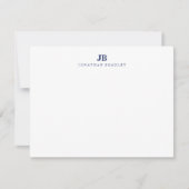 Navy Blue Simple Modern Minimalistisch Monogram Mitteilungskarte (Vorderseite)