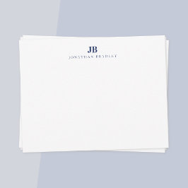 Navy Blue Simple Modern Minimalistisch Monogram Mitteilungskarte
