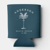 Navy Blue Simple Palm Tree Beach House Dosenkühler (Rückseite)