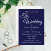 Navy Blue Simple Style Wedding Einladung